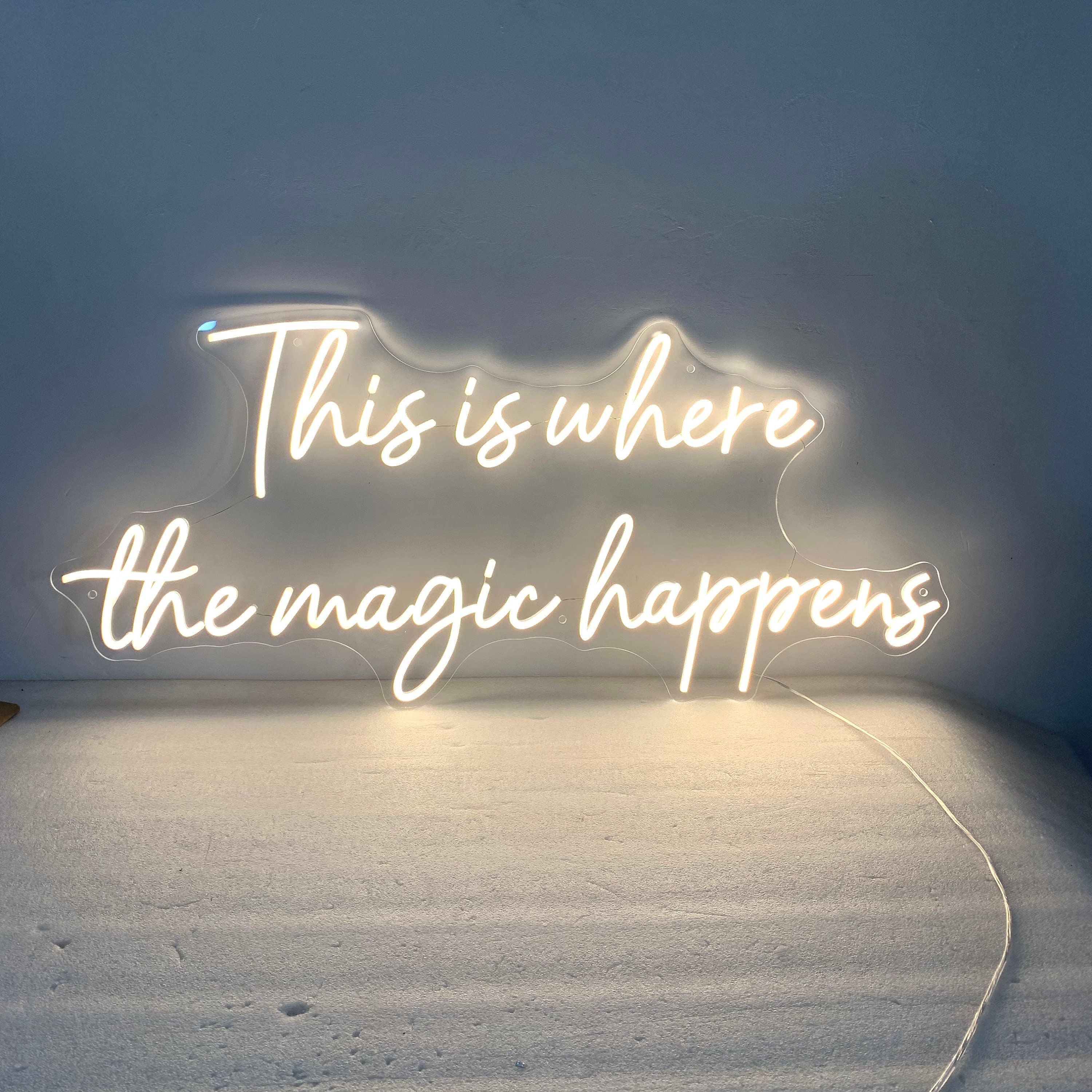 This is where magic happens Neon Sign, Custom Neon Sign Wall Decor Art, Quote Wall Sign Decor