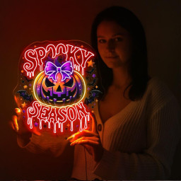 Spooky Season Neon Sign Gifts, Funny Pumpkin Neon Sign, Ghost Neon Led, Spooky Season Gifts, Halloween Party Neon Sign, Fall Ghost Neon Gift