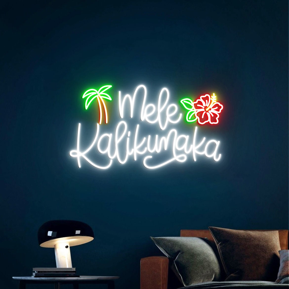 Mele Kalikimaka Christmas, Neon Sign Light, Hawaiian Christmas, Hawaii Decor, Christmas Decor Art, Christmas in Hawaii