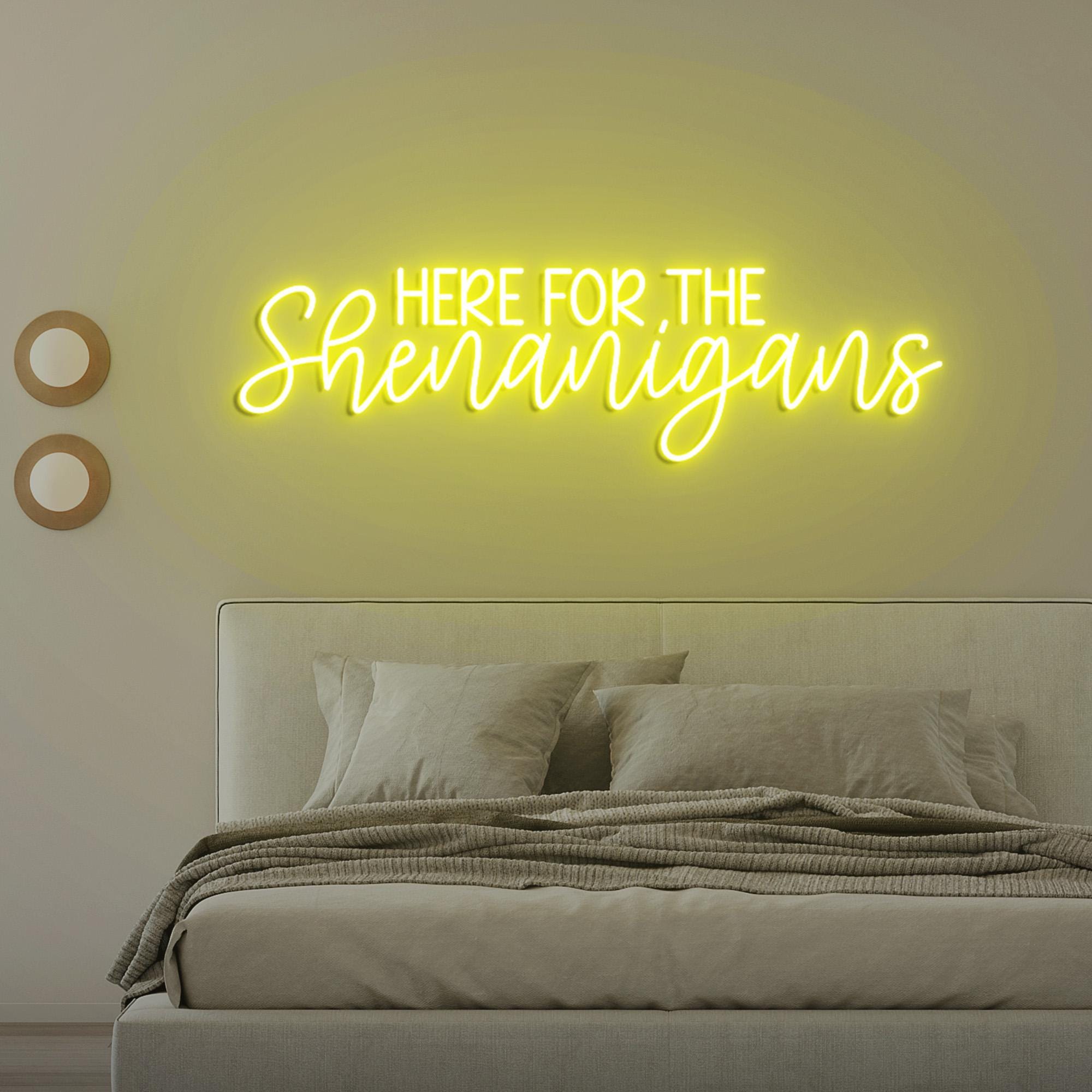 Here For Shenanigans Neon Light, Neon Sign Light Decor, St Paddy Day Neon Sign, Bedroom Neon Lights, Home Room Wall Decoration