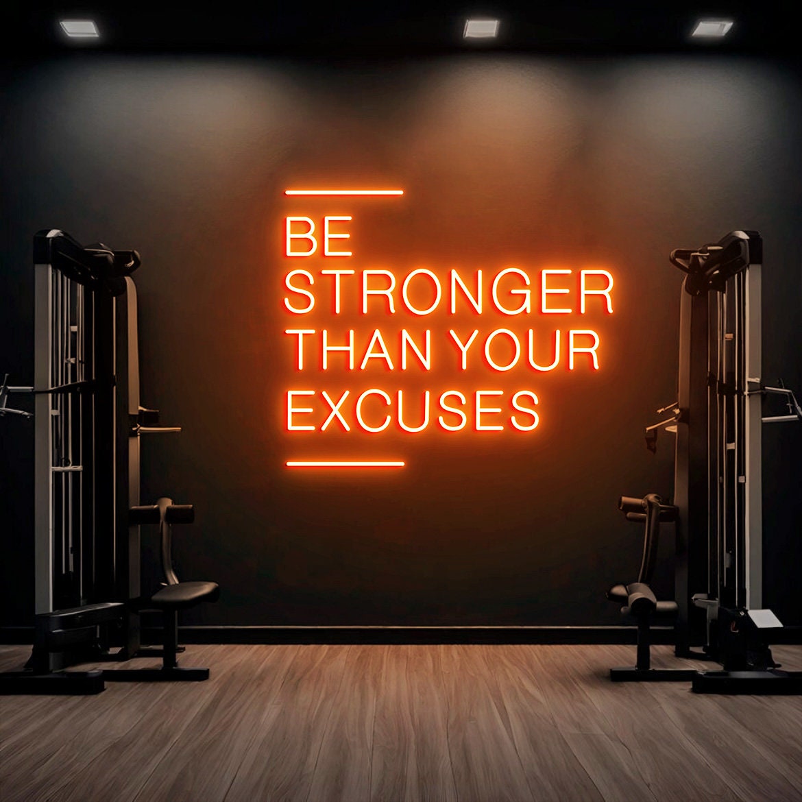 Be Stronger Than Your Excuses Sign, Large Gym Wall Neon Sign, Gym Ideas, Gym Exercise Motivational Sign, Fitness Center Decor, Office Gym