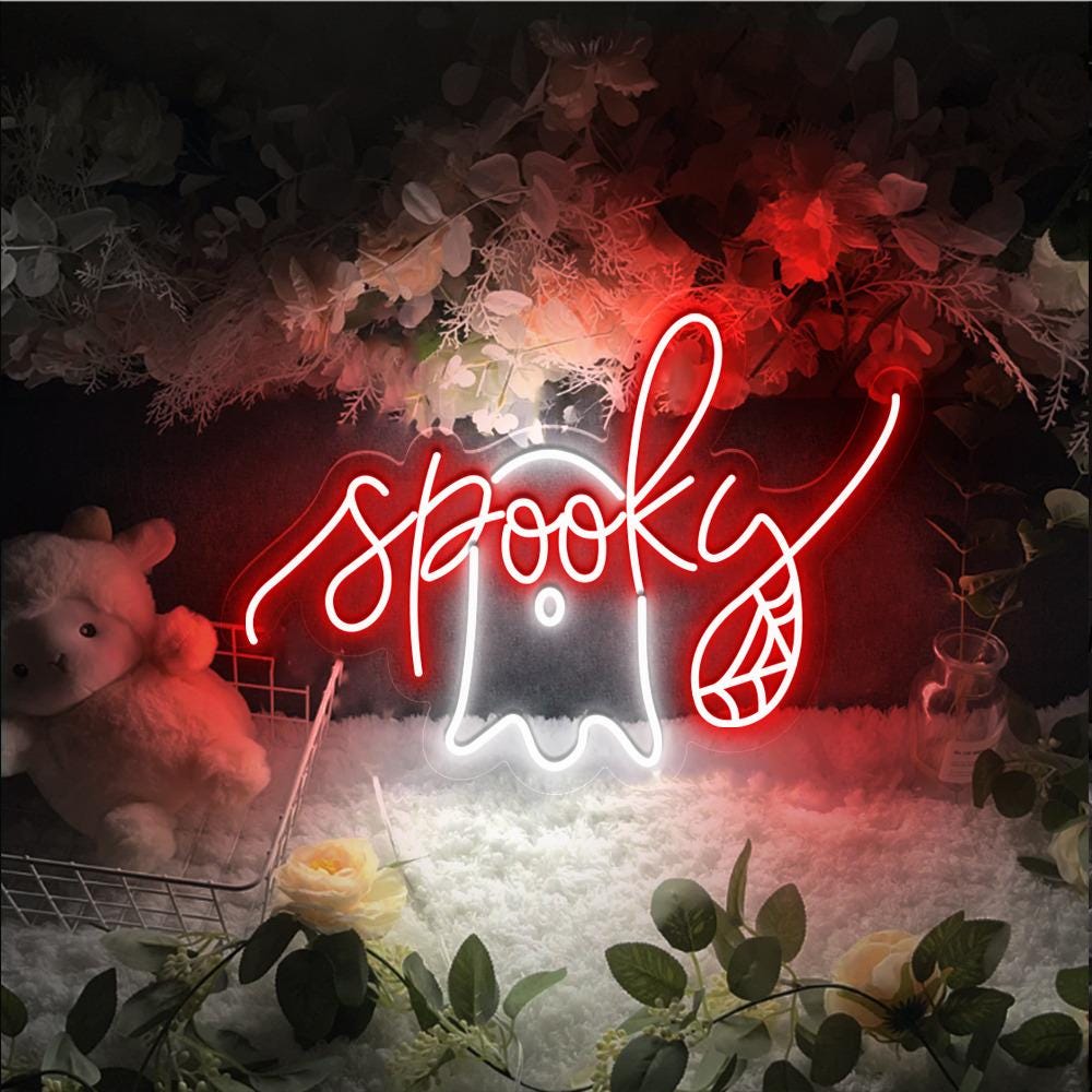 Spooky Neon Sign, Halloween Neon Led Sign, Halloween Gifts, Ghost Neon, Cute Halloween Neon Sign, Halloween Neon, Halloween Neon Sign Gifts