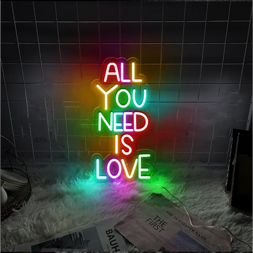 All You Need is Love Neon Sign, Positive Affirmation, Kids Wall Neon, Growth Mindset, Classroom Decor, Positive Classroom, Education Gifts.