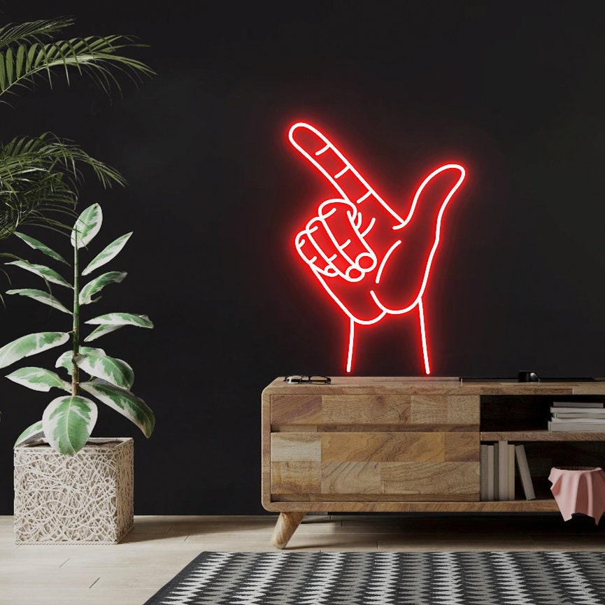 Texas Tech Hand Neon Sign, Hand Gesture, Guns Up, Texas Tech Neon Sign, Tech Hand Wall Art Sign
