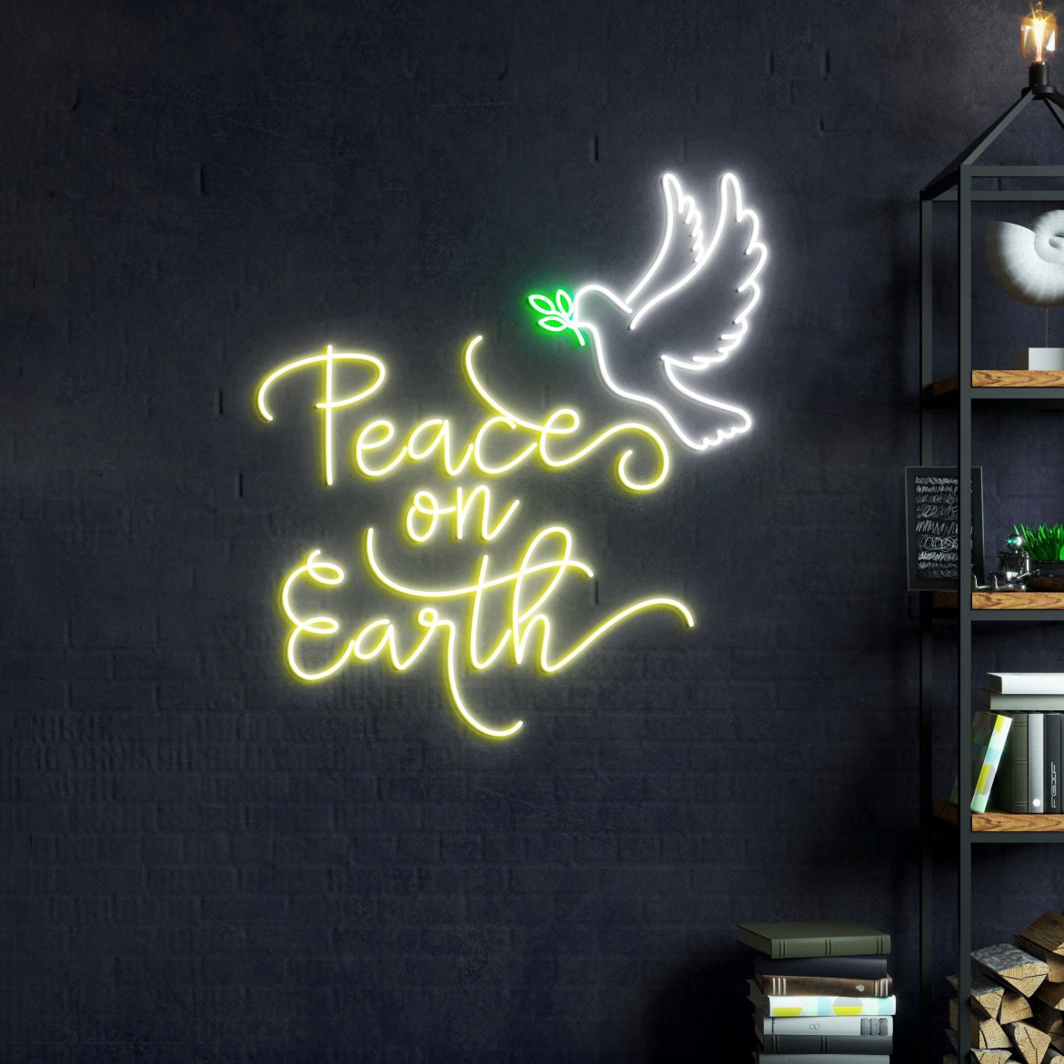 Peace on Earth Dove Neon Light, Christmas Peace Sign Wall Decor, Dove of Peace, Peace on Earth Sign, Christmas Peace Decor