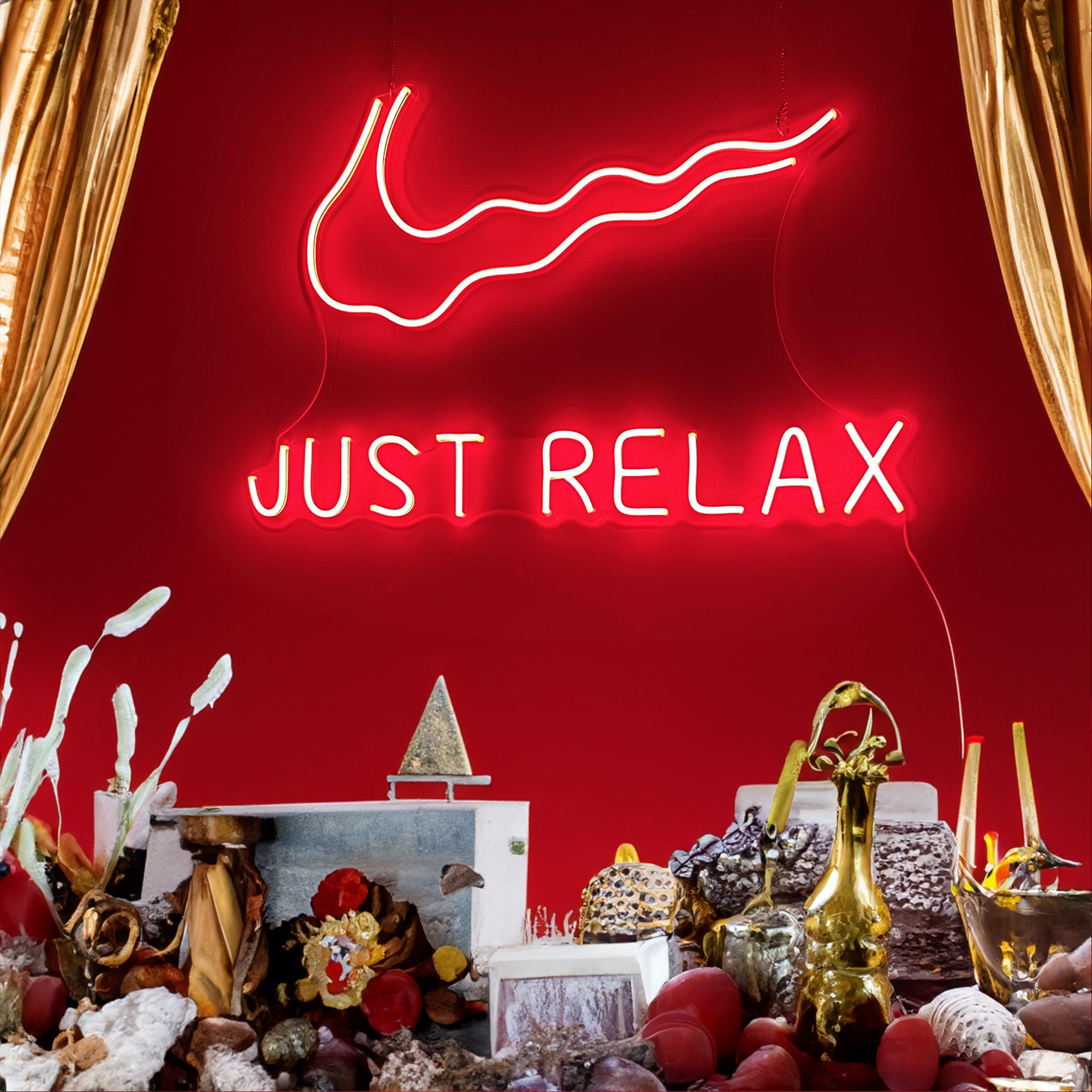 Just Relax Neon Sign Led Light Home Decor Wall Mural Store Bar Banner Acrylic Office Party Pub Club Decoration Shop Window Aesthetic Room 3D