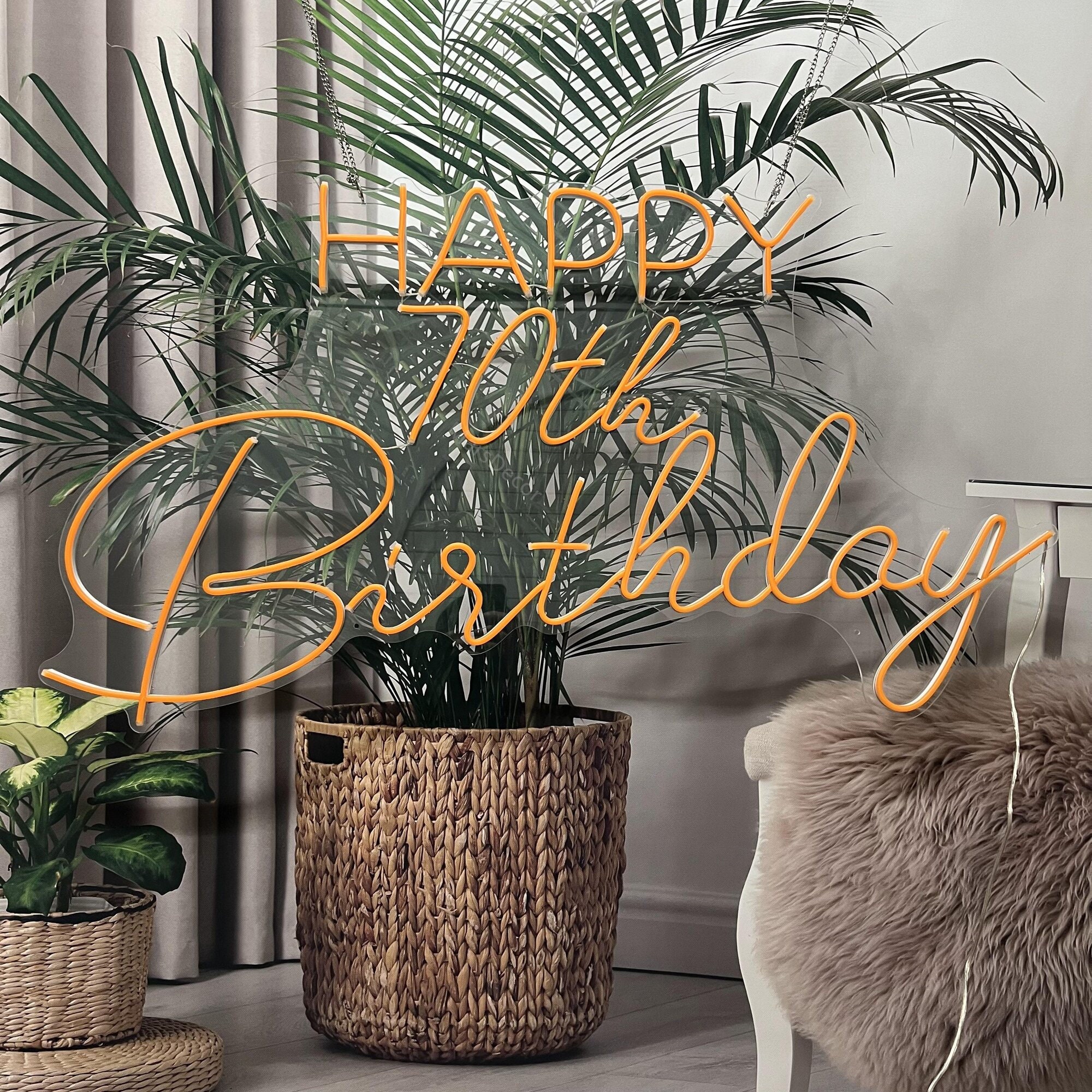 Happy Birthday Neon Sign | Custom Neon Sign | 70th Birthday Decoration Art | Led Neon Sign | Name Neon Sign | Wall Decor | Neon Light Signs