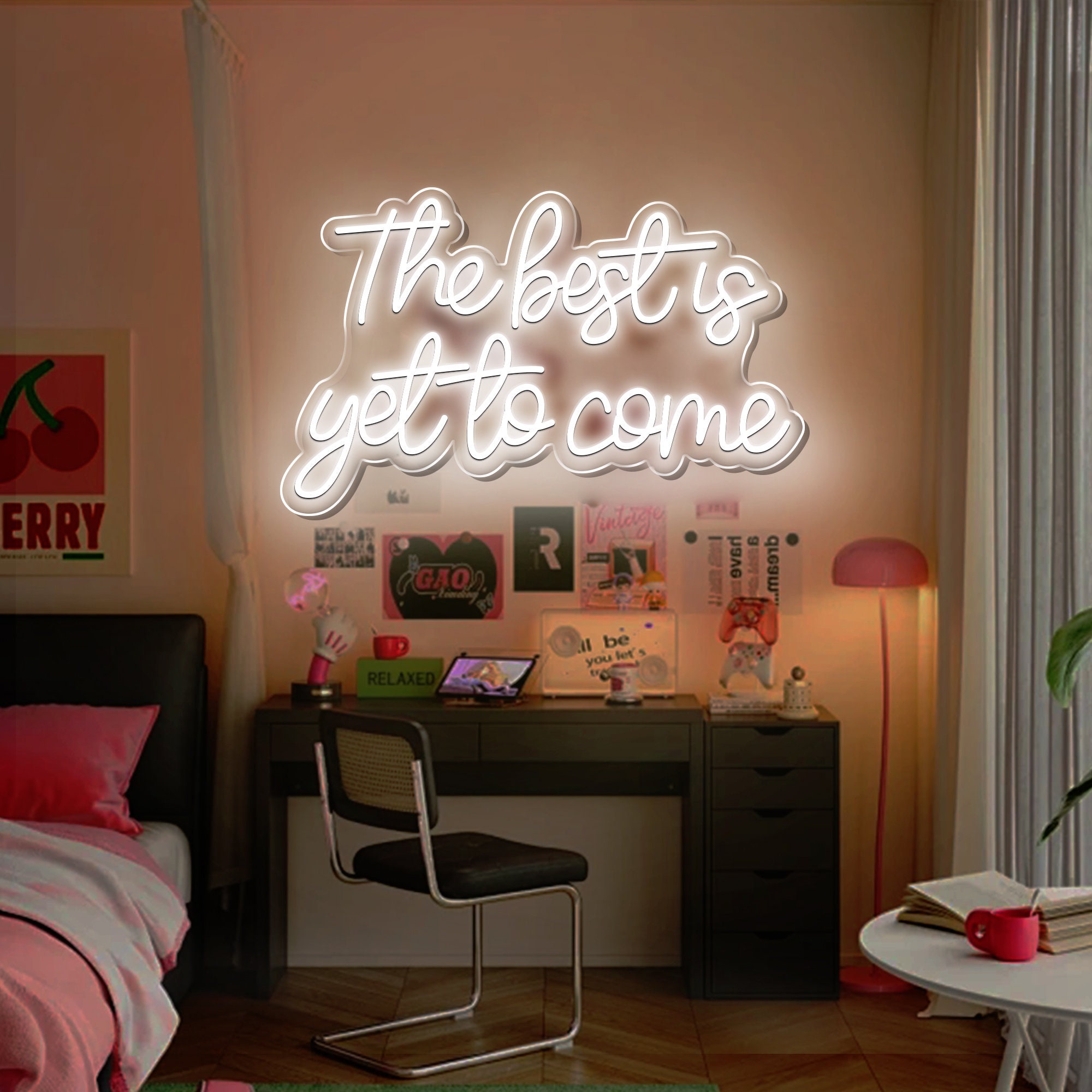 The Best Is Yet to Come Neon Sign for Wall Decor Word Light Up Signs for Bedroom Home Bar Wedding Birthday Party Kids Room Teens Gifts