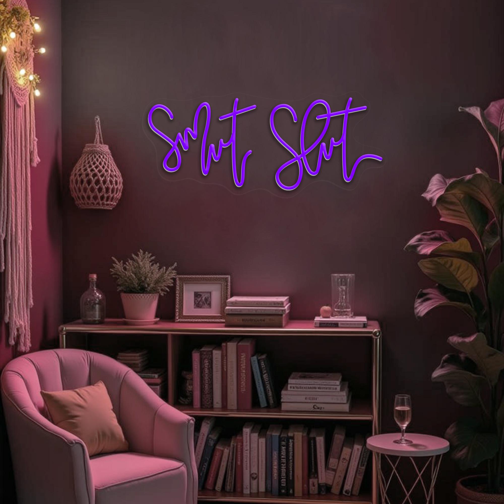 Smut Slut Neon Sign Pink Bedroom Decor For Book Lovers Gift For Bedroom Wall Art Decor Dorm Decor For Smut Bookworm Led Light Bookish Decor