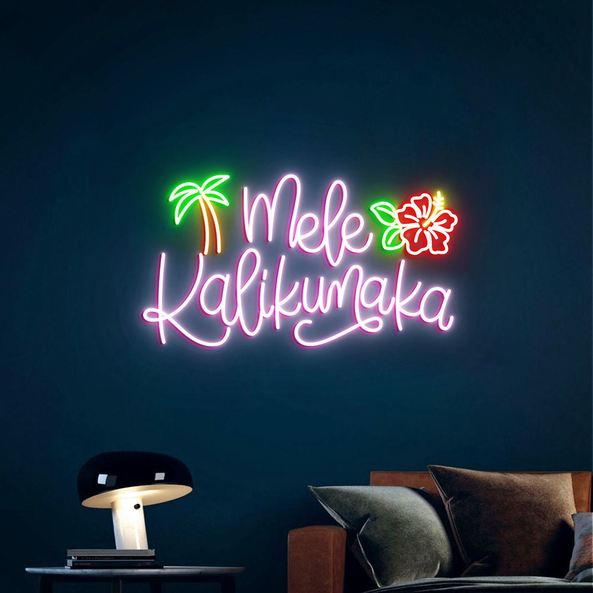 Mele Kalikimaka Christmas, Neon Sign Light, Hawaiian Christmas, Hawaii Decor, Christmas Decor Art, Christmas in Hawaii
