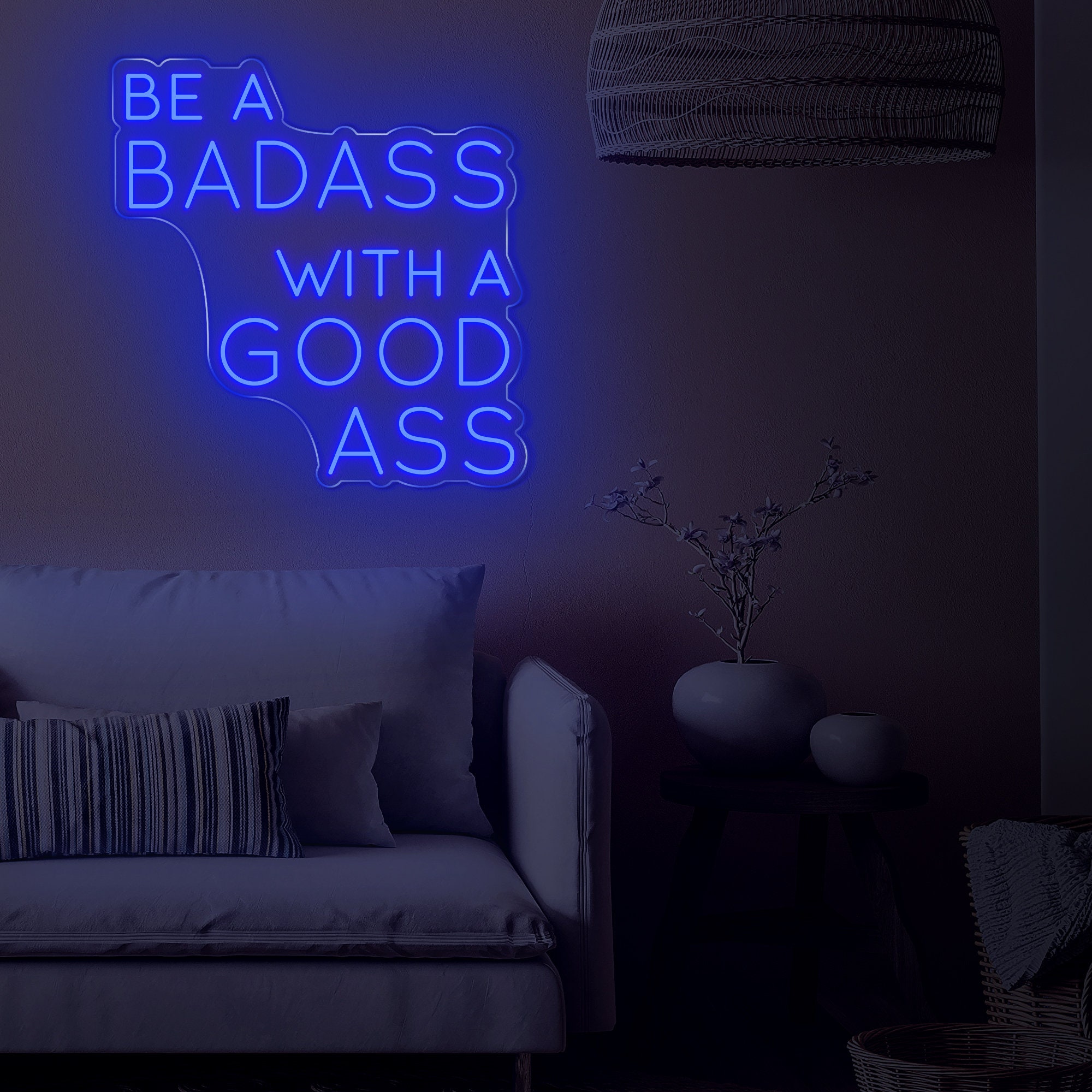 Be A Badass With A Good Ass Neon Sign,Fitness Quotes Decor, Home GYM Sign, Be a Badass Sign,Office Living Room Interior Design, Wall Art,