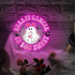 Breast Cancer is Boo Sheet Neon Sign Gifts, Breast Cancer Neon Led, Breast Cancer Awareness Neon, Halloween Pink Ghost, Spooky Season Neon