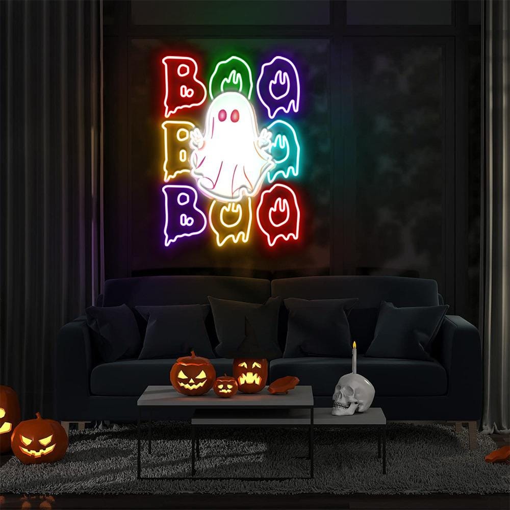 Halloween Boo Neon Sign Gifts, Neon Halloween Ghost Neon, Halloween Ghost Neon Neon, Halloween Party Neon, Boo Neon, Ghost Boo Girls Neon.
