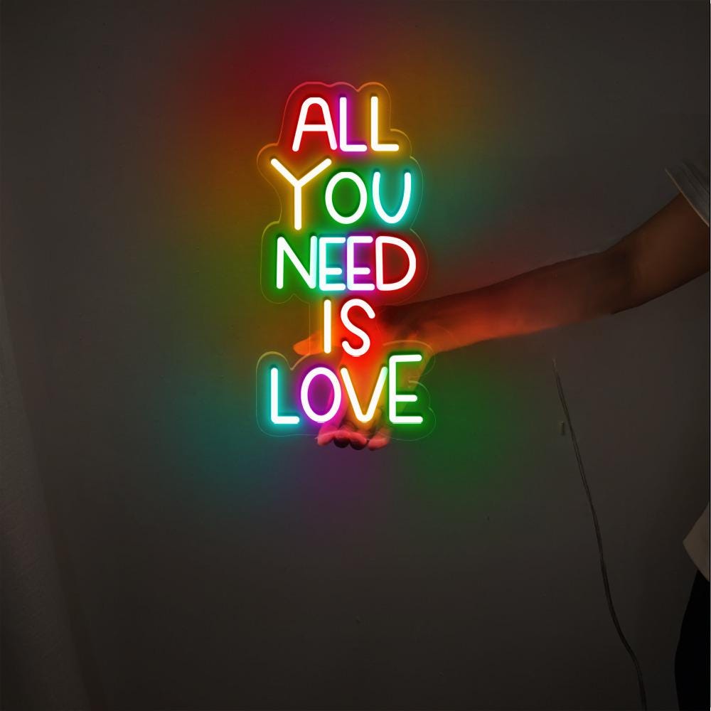 All You Need is Love Neon Sign, Positive Affirmation, Kids Wall Neon, Growth Mindset, Classroom Decor, Positive Classroom, Education Gifts.