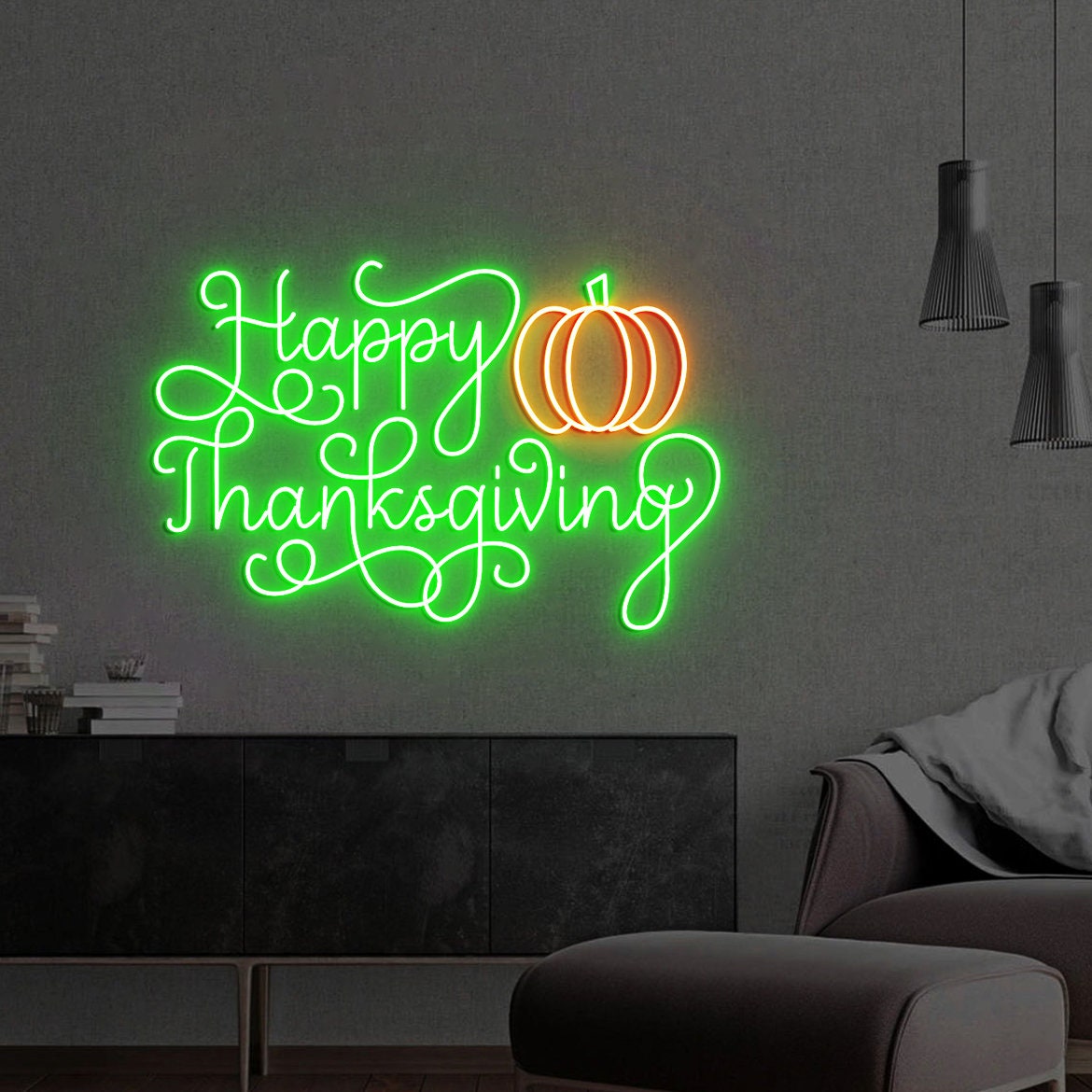 Custom Happy Thanksgiving Pumpkin Neon Sign, Thanksgiving Pumpkin Decor, Pumpkin Sign, Happy Thanksgiving Sign, Thanksgiving Sign
