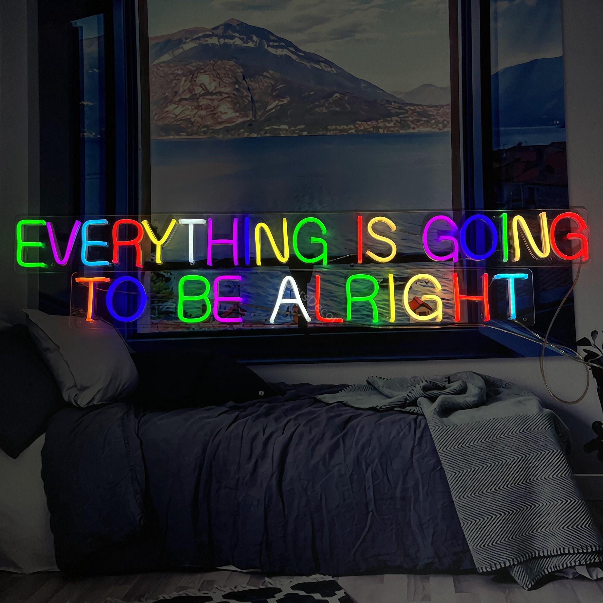 Custom Neon Sign | Everyting is going to be alright Neon Sign | Neon Sign Bedroom | Led Neon Sign | Neon Sign Art | Neon Sign Wall Decor