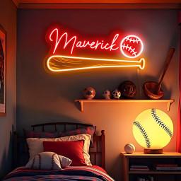 Custom Name Baseball neon sign for boys Personalized Name Neon Sign for Kids Name Sign Baseball Birthday Gift Idea for Teens Room Wall Decor