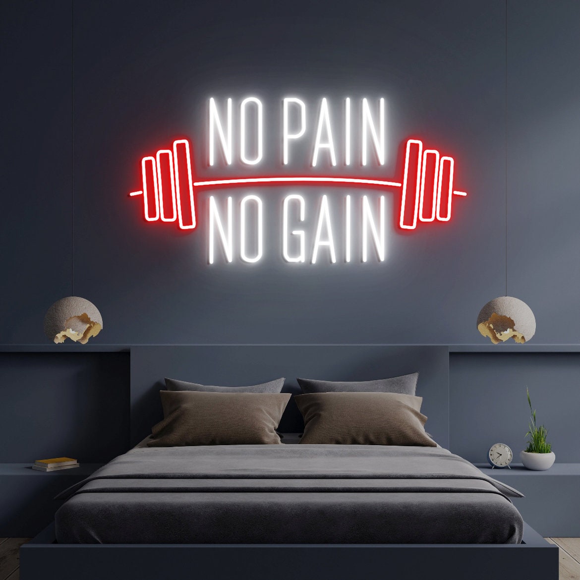 No Pain No Gain, Led Neon Sign, Gym Sign, Powerlifting Wall Art, Gym Neon Sign, Home Gym Sign, Home Fitness Decor
