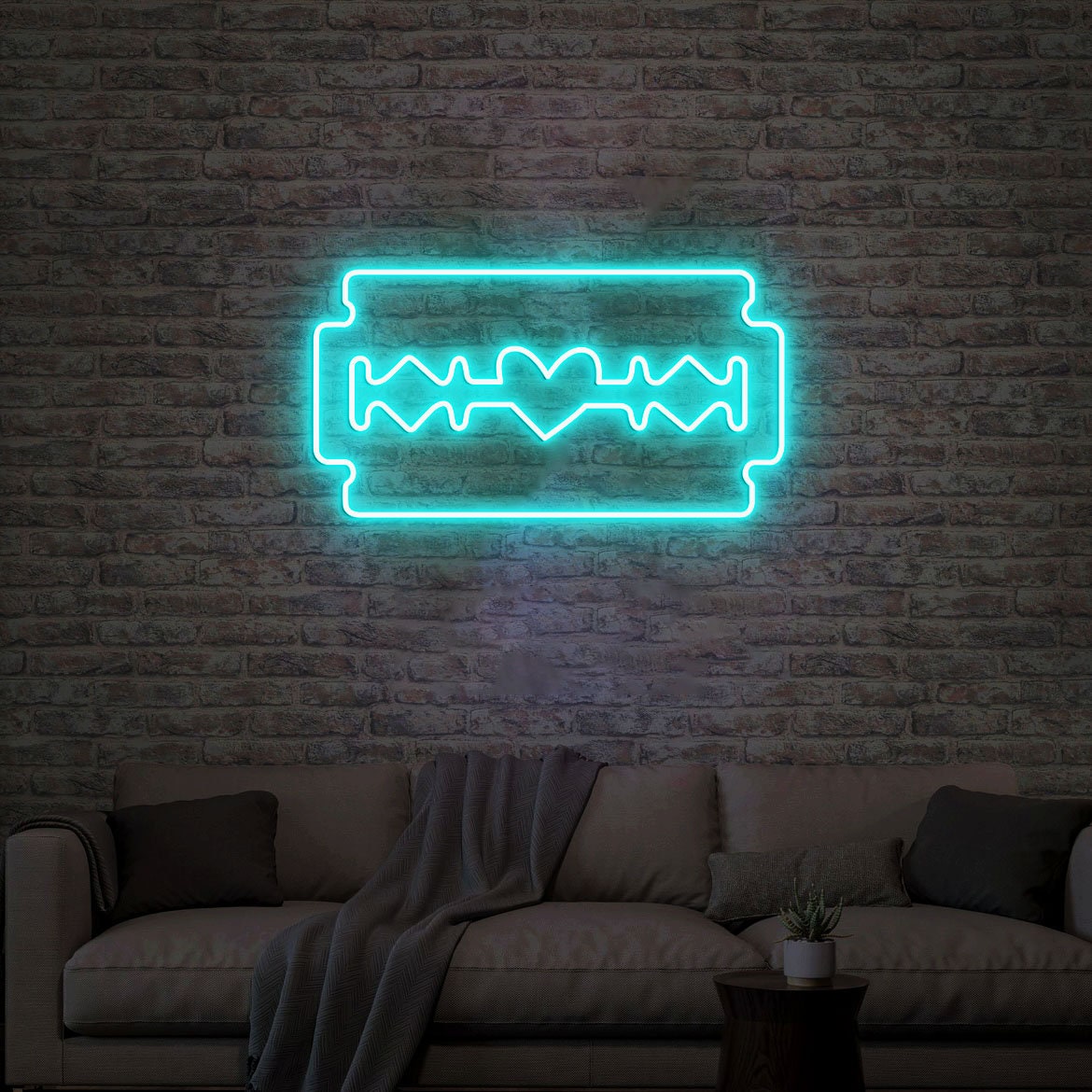 Razor Blade Neon Light, Neon Sign Light Decor, Barber Shop Neon Sign, Shaving Razor Bedroom Neon Lights, Razor Blade Wall Decoration