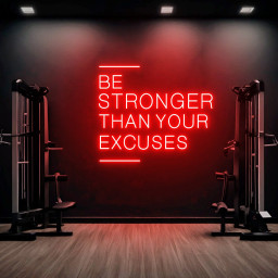 Be Stronger Than Your Excuses Sign, Large Gym Wall Neon Sign, Gym Ideas, Gym Exercise Motivational Sign, Fitness Center Decor, Office Gym