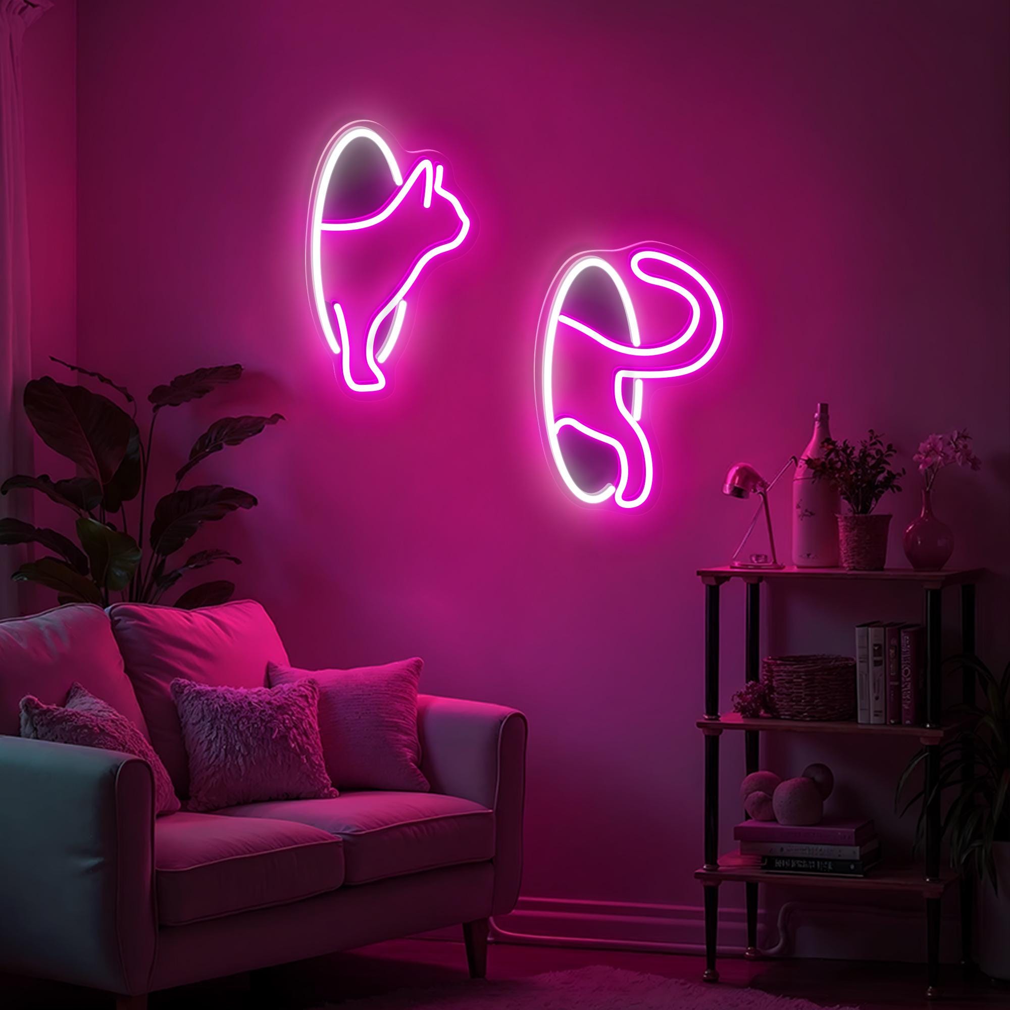 Peeking Cat Neon Sign Funny Wall Decor for Cat Lovers Kidsroom Decor Dorms Decor Cat Art for Home Decor Personalized Valentine Gift for Her