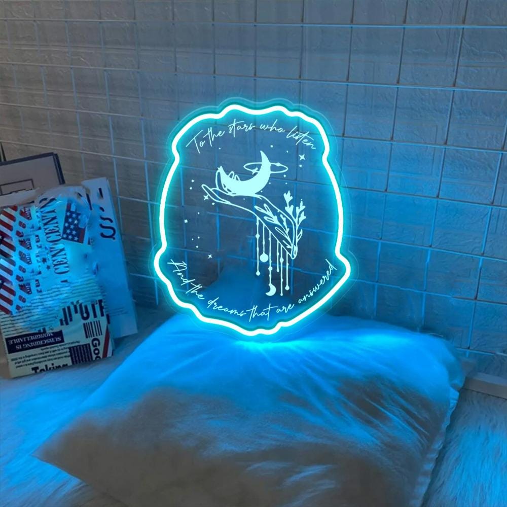 To The Stars Who Listen Neon Sign, Velaris Neon Led, Starlight Lover Gift, Star Night Light, Book Lover Gift For Her, Acotar Neon Sign Gifts
