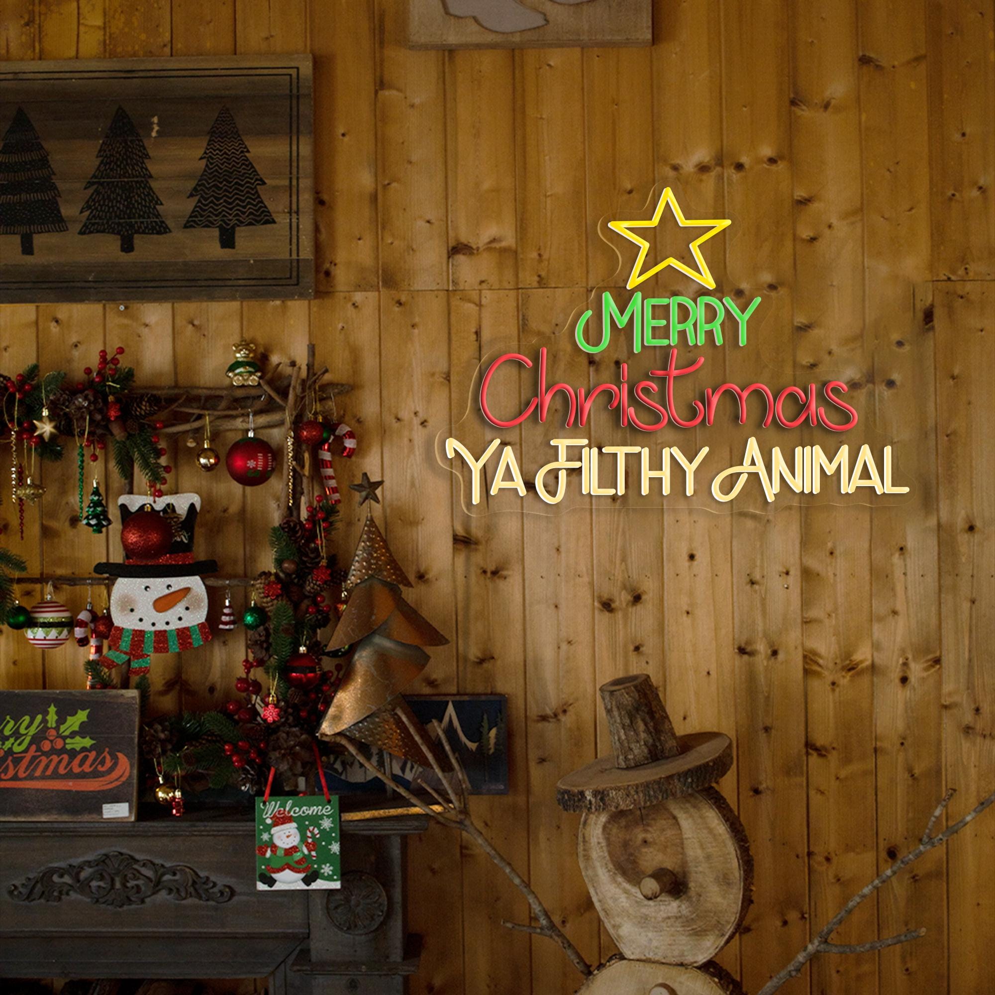 Merry Christmas Ya Filthy Animal LED Neon Sign Christmas Decor Light Christmas Tree Neon Sign Merry Christmas Neon Sign Christmas Neon Light
