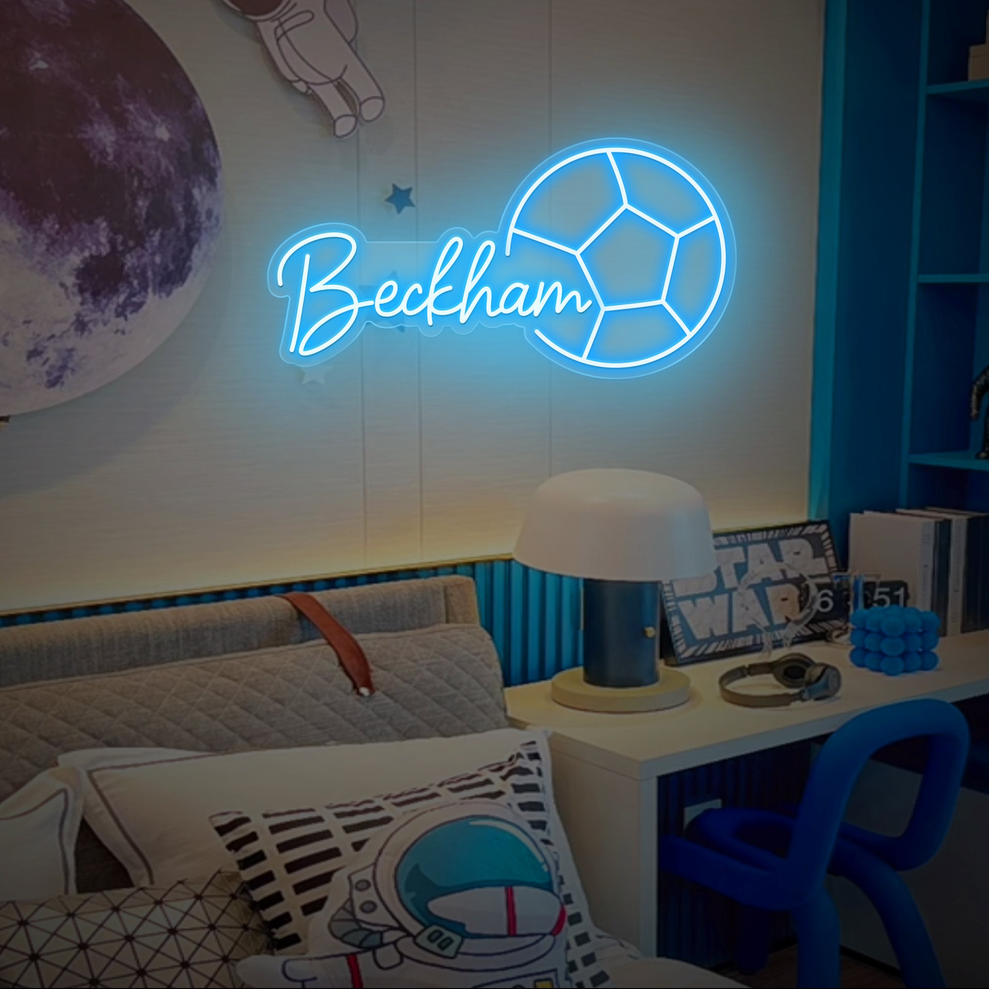 Soccer Name Neon Sign, Nursery Decor, Personalized Neon Sign, Personalized Name Neon Sign, Neon Name Sign, Kids Name Sign, Soccer Gift