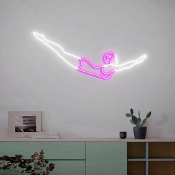 Retro Diver Girl Neon Sign, Vintage Swimmer Neon Light, Mid-Century Woman Swimmer for Home Pool Wall Decor, Swimming Pool Sign, New Sign