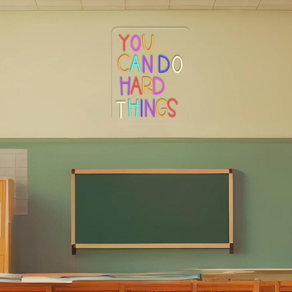 You Can Do Hard Things Neon Sign, Positive Affirmation, Kids Wall Neon, Growth Mindset, Classroom Decor, Positive Classroom, Education Gifts