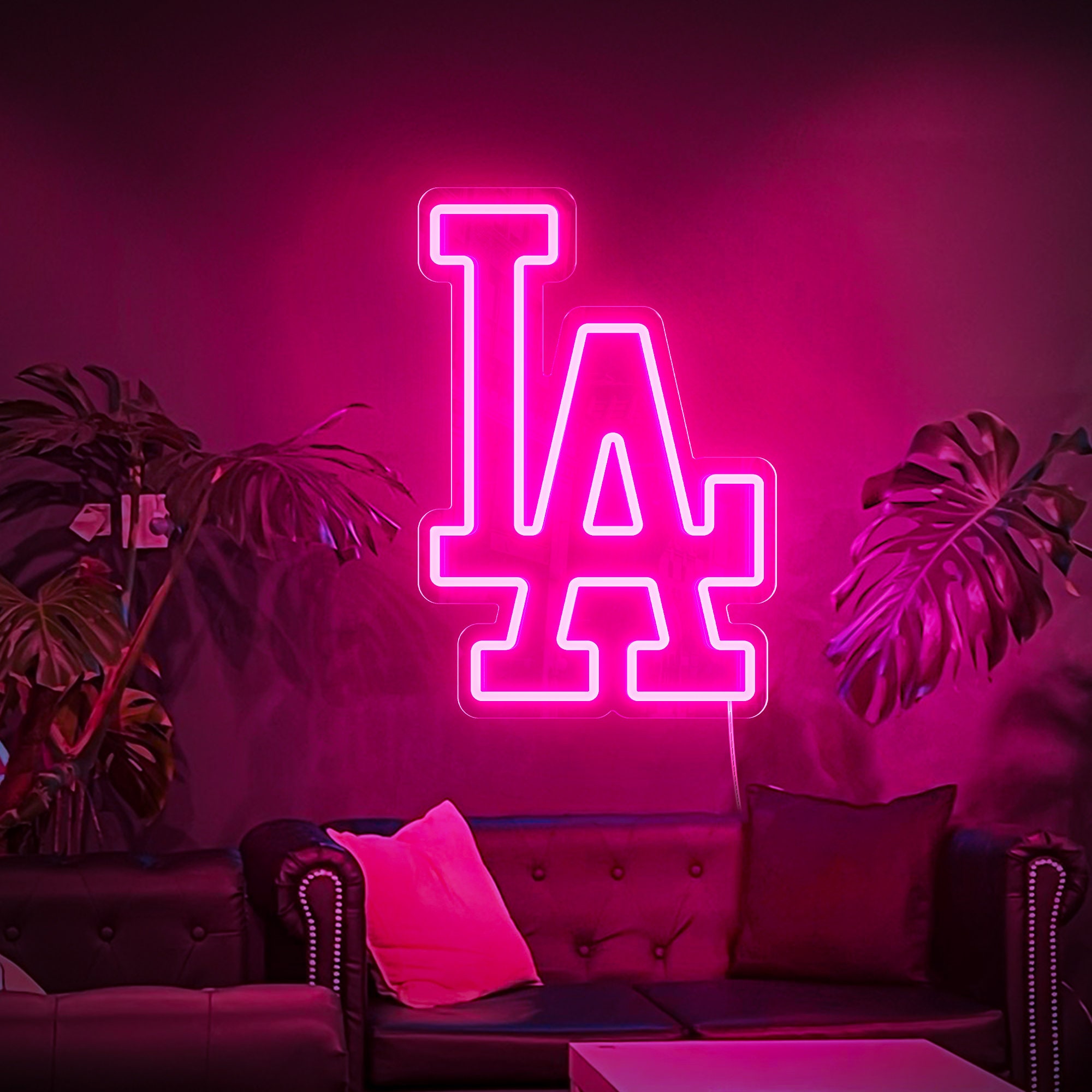 Los Angeles Dodgers Neon Sign,LA Neon Sign for Garage or Man Cave Decor,Gifts for Men With Dodge Baseball Team Logo,Office Wall Art,