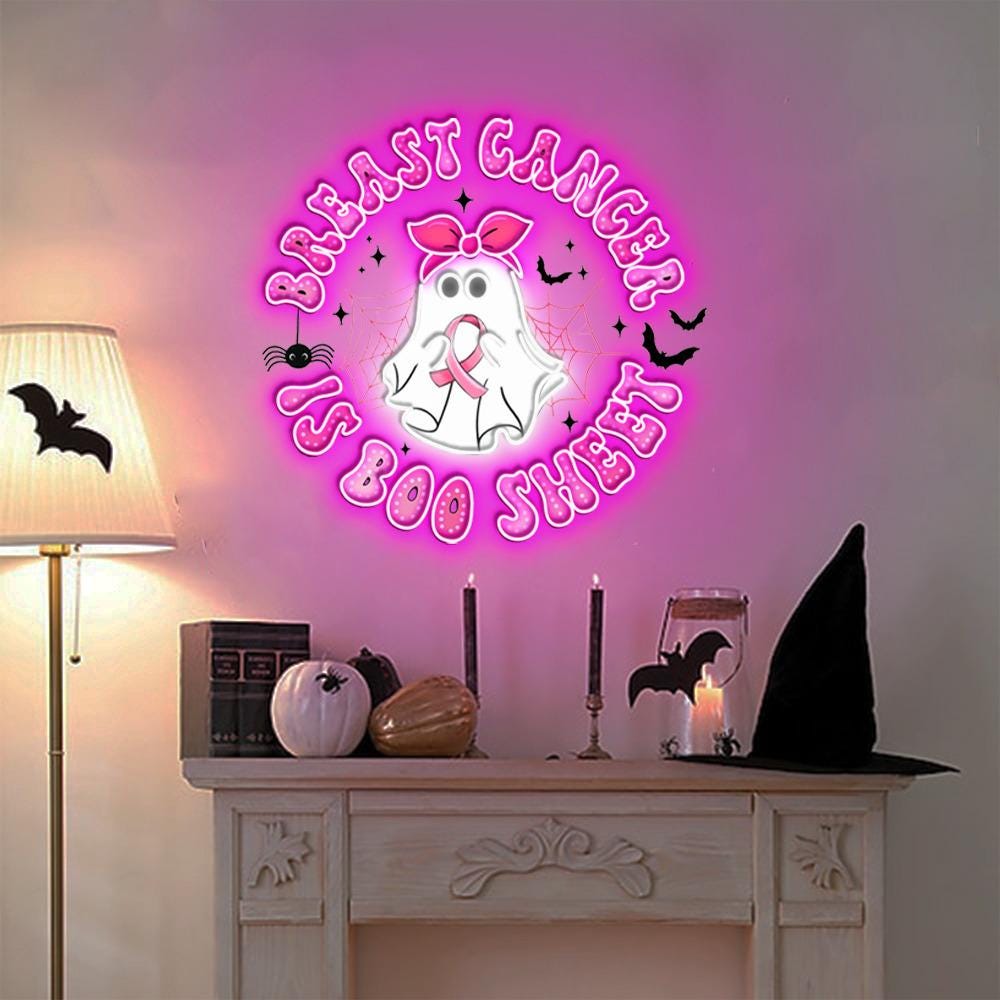 Breast Cancer is Boo Sheet Neon Sign Gifts, Breast Cancer Neon Led, Breast Cancer Awareness Neon, Halloween Pink Ghost, Spooky Season Neon