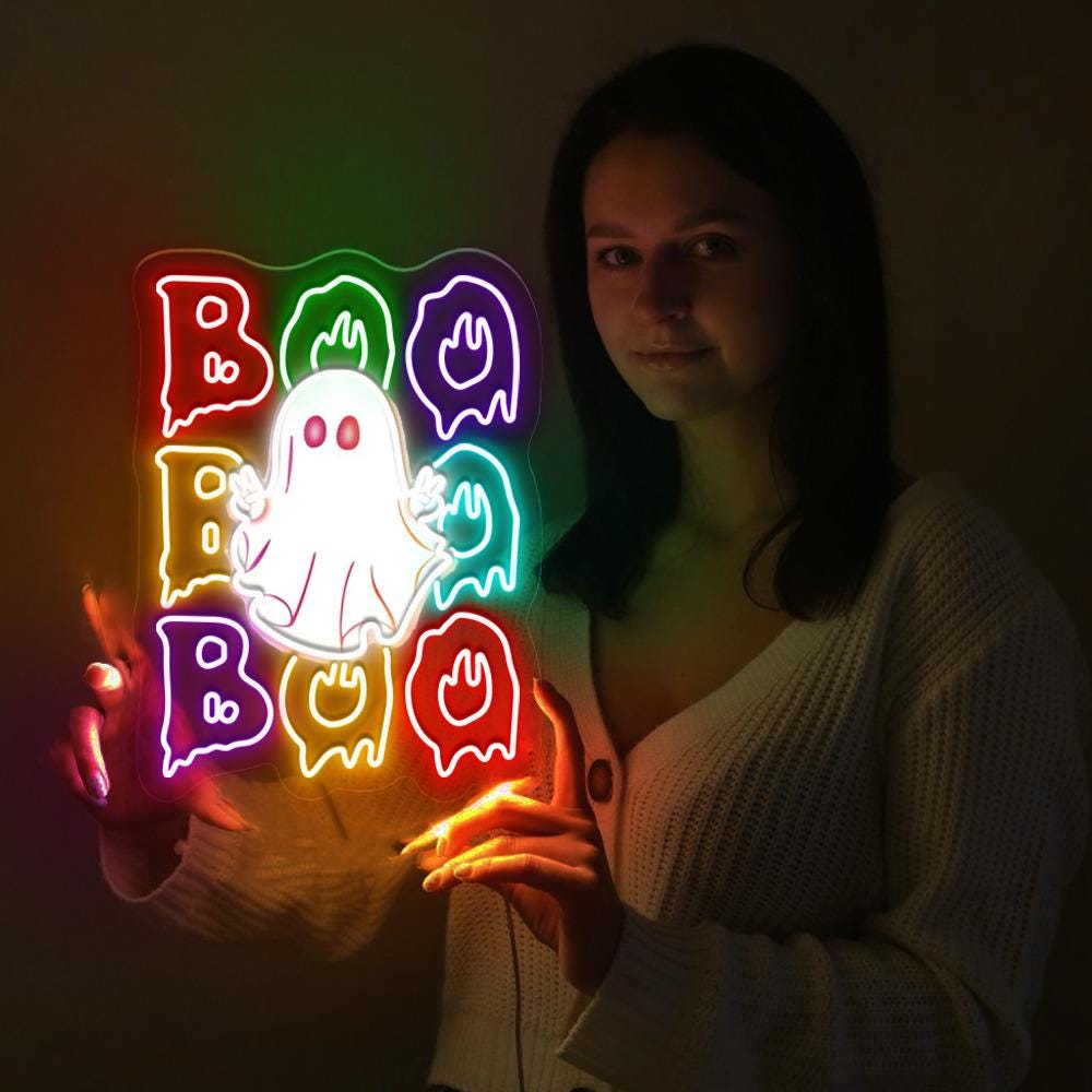 Halloween Boo Neon Sign Gifts, Neon Halloween Ghost Neon, Halloween Ghost Neon Neon, Halloween Party Neon, Boo Neon, Ghost Boo Girls Neon.