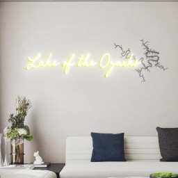 Lake of Ozarks Neon Sign, Lake Map: Lake of the Ozarks in Missouri UV Printed Lake House Wall Decorations