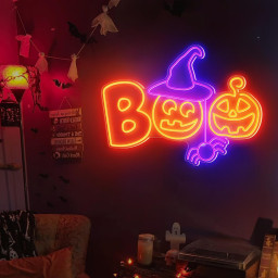Boo Neon Sign|Gift For Kids|Boo Ghost Pumpkin Neon Sign|Halloween Neon Sign|Pumpkin Ghost Neon Sign|Home Dorm Wall Decoration