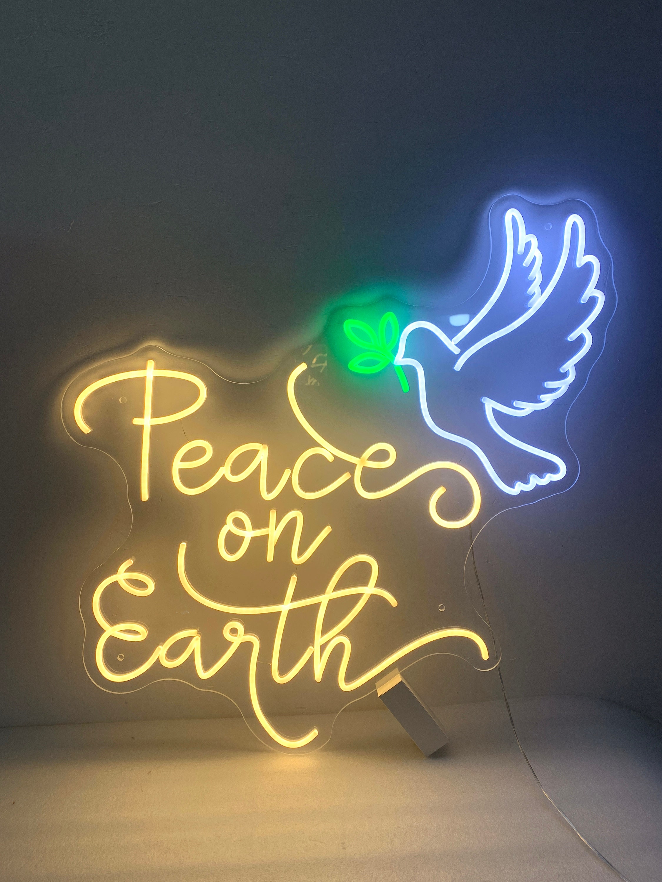 Peace on Earth Dove Neon Light, Christmas Peace Sign Wall Decor, Dove of Peace, Peace on Earth Sign, Christmas Peace Decor