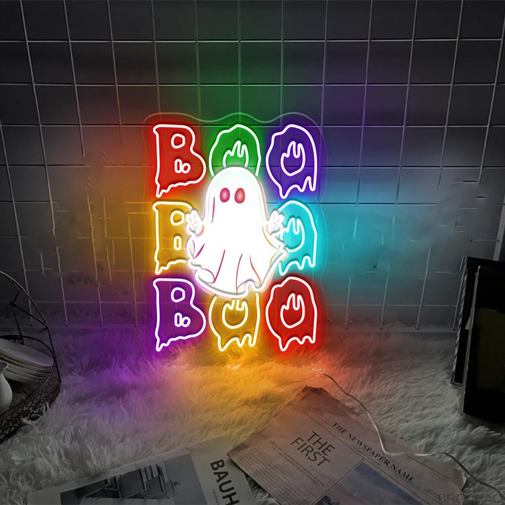Halloween Boo Neon Sign Gifts, Neon Halloween Ghost Neon, Halloween Ghost Neon Neon, Halloween Party Neon, Boo Neon, Ghost Boo Girls Neon.