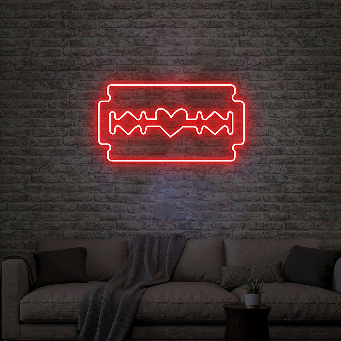Razor Blade Neon Light, Neon Sign Light Decor, Barber Shop Neon Sign, Shaving Razor Bedroom Neon Lights, Razor Blade Wall Decoration