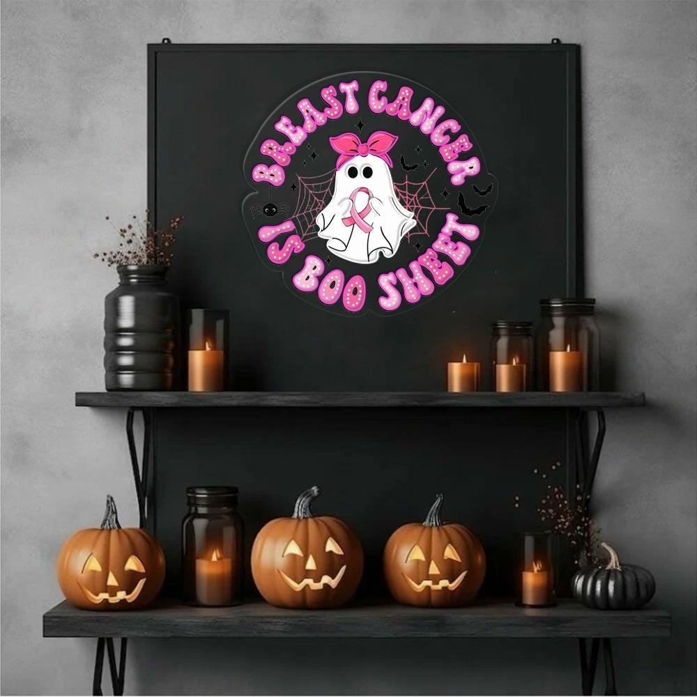 Breast Cancer is Boo Sheet Neon Sign Gifts, Breast Cancer Neon Led, Breast Cancer Awareness Neon, Halloween Pink Ghost, Spooky Season Neon