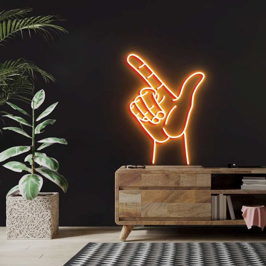 Texas Tech Hand Neon Sign, Hand Gesture, Guns Up, Texas Tech Neon Sign, Tech Hand Wall Art Sign