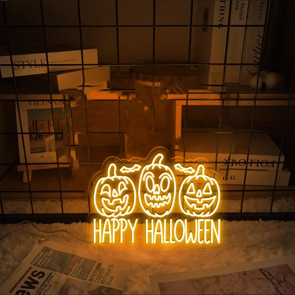 Happy Halloween Neon Sign Gifts, Funny Spooky Neon Sign, Ghost Neon Led, Spooky Season Gifts, Halloween Party Neon Sign, Fall Ghost Neon