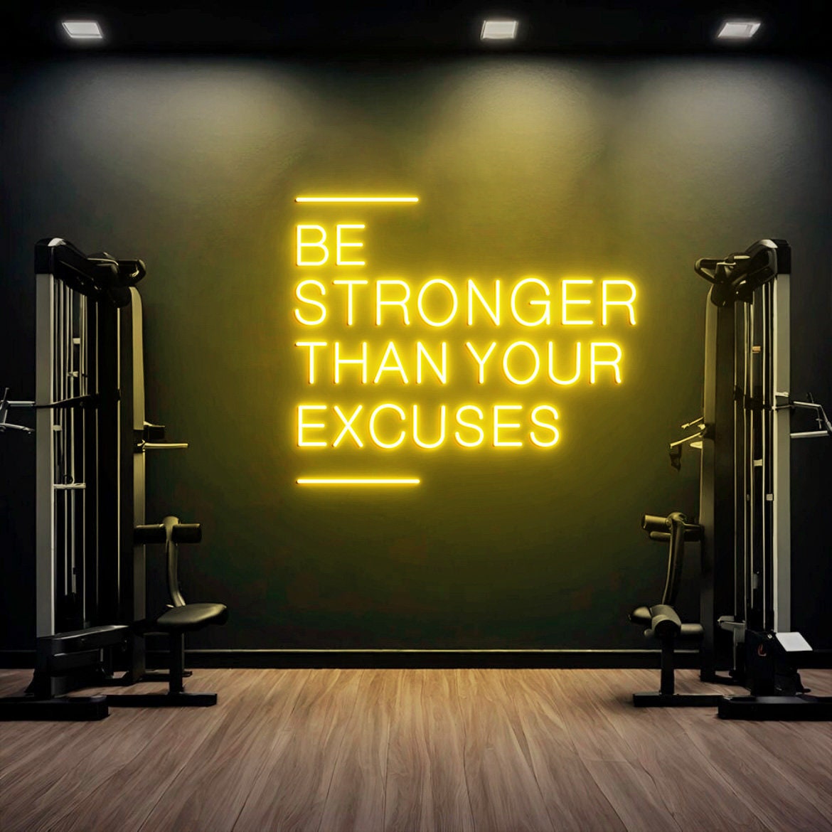 Be Stronger Than Your Excuses Sign, Large Gym Wall Neon Sign, Gym Ideas, Gym Exercise Motivational Sign, Fitness Center Decor, Office Gym