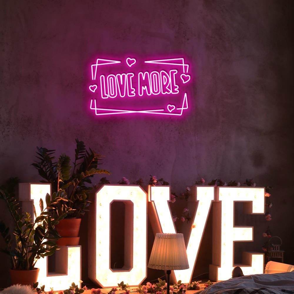 Love More Neon Sign, Love Valentines Neon, Valentine's Day Neon Sign, Valentines Day Gifts Neon Sign, Valentine Neon, Happy Valentines Day