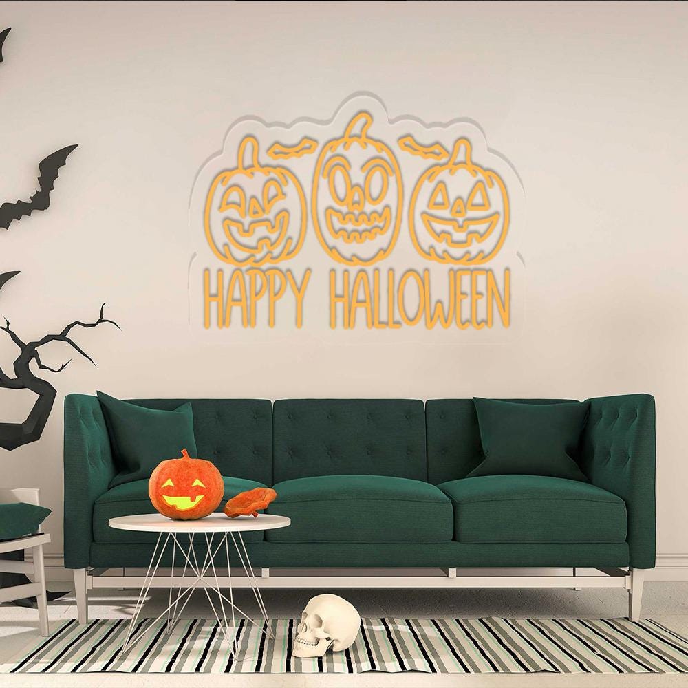 Happy Halloween Neon Sign Gifts, Funny Spooky Neon Sign, Ghost Neon Led, Spooky Season Gifts, Halloween Party Neon Sign, Fall Ghost Neon