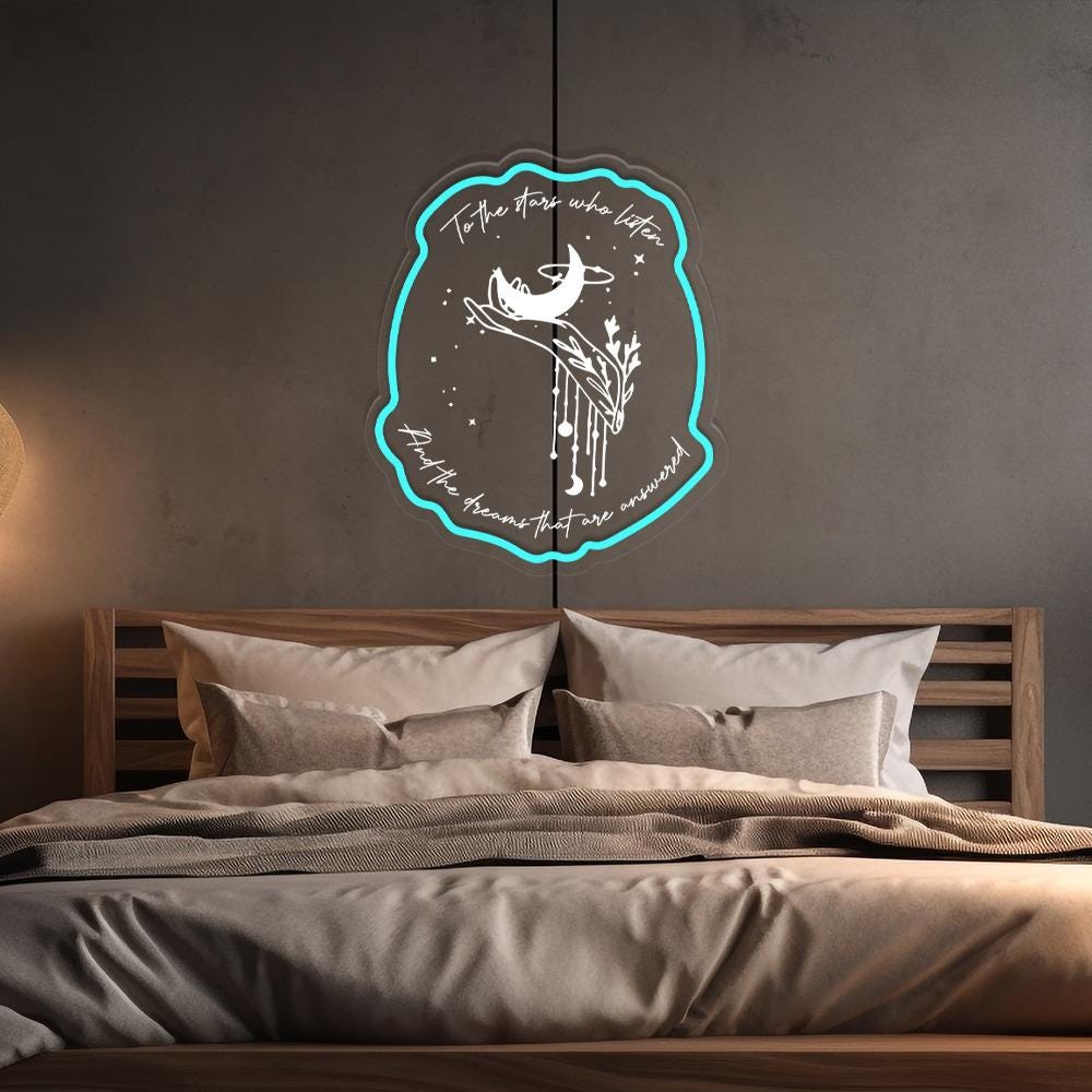 To The Stars Who Listen Neon Sign, Velaris Neon Led, Starlight Lover Gift, Star Night Light, Book Lover Gift For Her, Acotar Neon Sign Gifts
