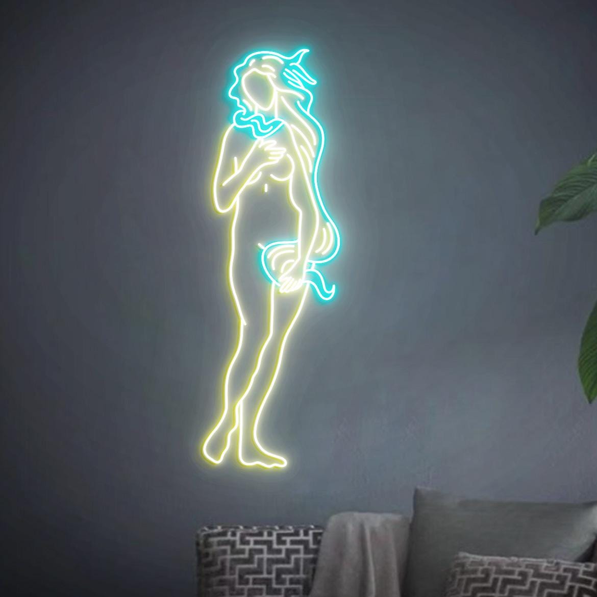 Venus Neon Sign, The Birth of Venus Art, Aphrodite Art Home Decor Neon Light, Greek Goddess Status Art, Greek Home Decor, Venus Goddess Art