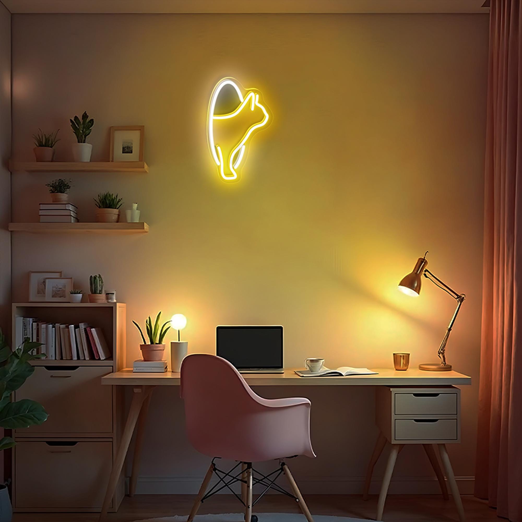 Peeking Cat Head Neon Sign Funny Wall Decor for Cat Lovers Kidsroom Decor Dorms Decor Cat Art for Home Decor Valentine Gift for Her
