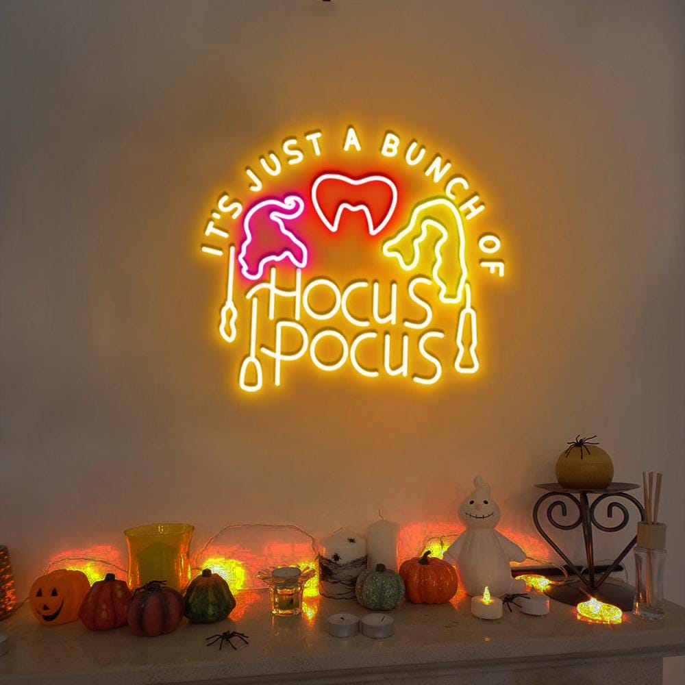 It's Just a Bunch of Hocus Pocus Noen Sign, Halloween Party Noen, Hocus Pocus, Sanderson Sisters Neon, Halloween Noen , 2024 Halloween Neon