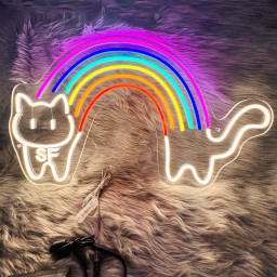 Rainbow Cat Neon Sign Rainbow Neon Light Cute Kawaii Light for Bedroom, Game Room, Kids Room, Aesthetic Wall Decor, Colorful Cat Lover Gift