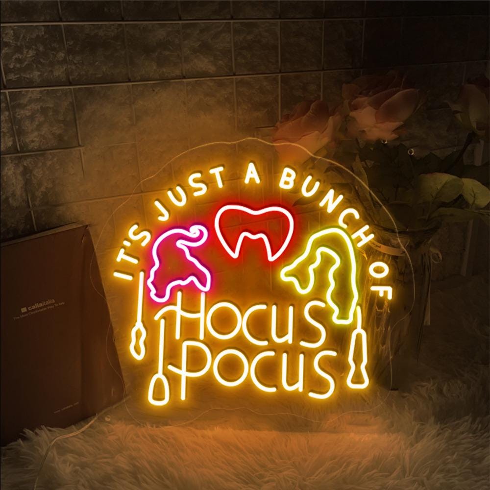 It's Just a Bunch of Hocus Pocus Noen Sign, Halloween Party Noen, Hocus Pocus, Sanderson Sisters Neon, Halloween Noen , 2024 Halloween Neon